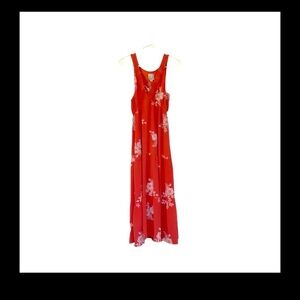Francesca’s Blue Rain Medium Floral Sleeveless Maxi Orange White Embroidery